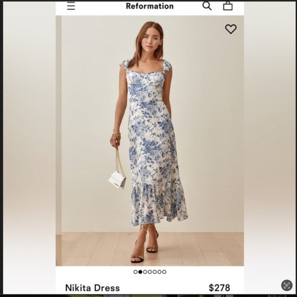 Reformation Nikita Dress - Blue and White Floral - Picture 3 of 5